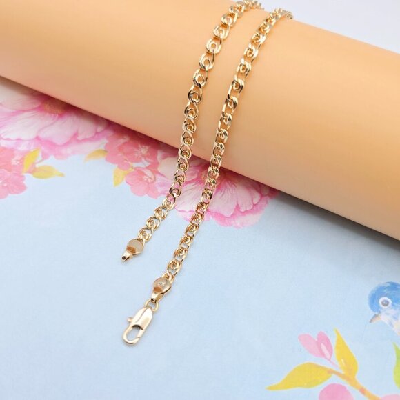 "Glossy Rose Gold Heart Link Chain Necklace, 23.6 Inch Romantic Style, XPNL0090 - Picture 8 of 12